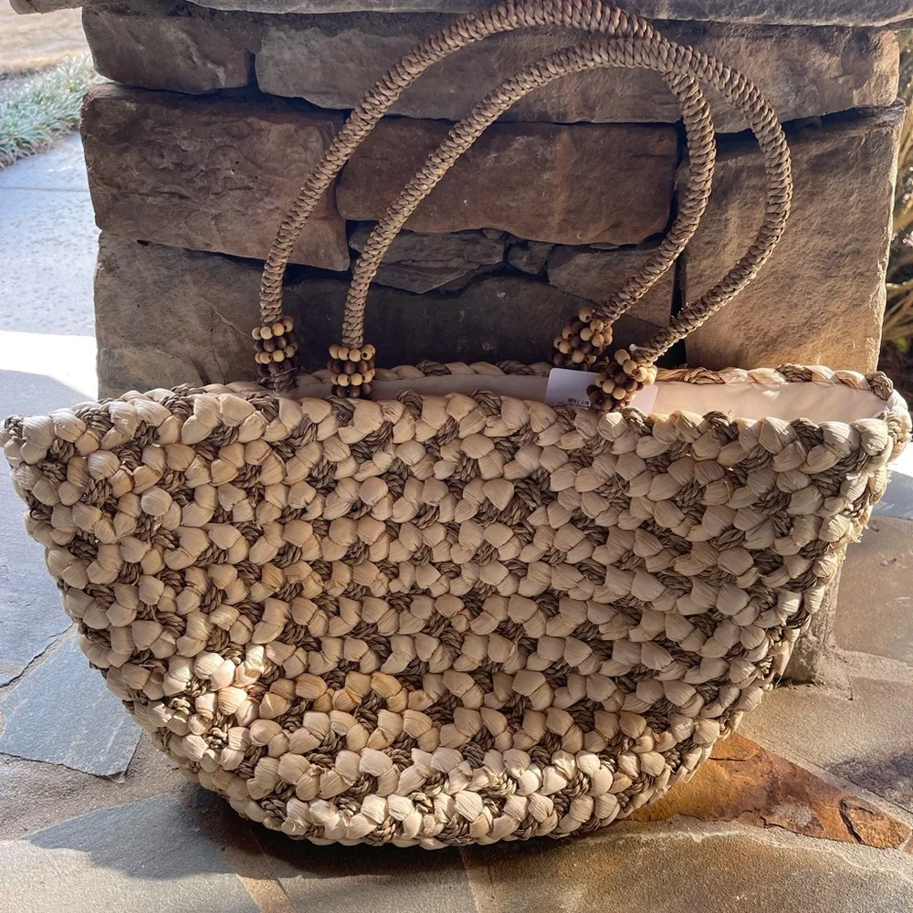 Puffy Raffia Tote Bag